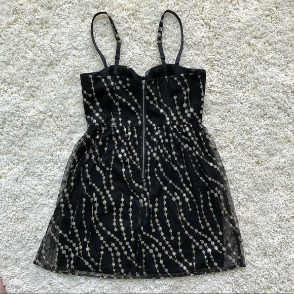 Moda Intl. black / gold corset glitter mini dress - Picture 5 of 7